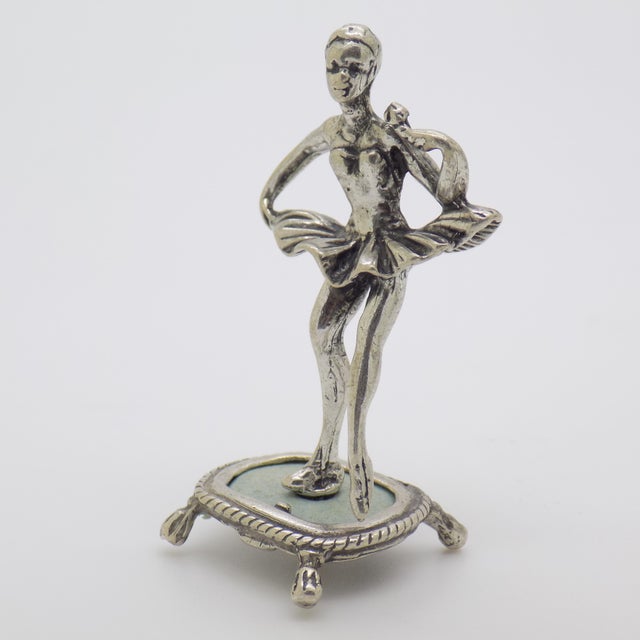 Italian Vintage Italian Handmade Genuine Silver 800 Ballerina Dancer Figurine Miniature For Sale - Image 3 of 9