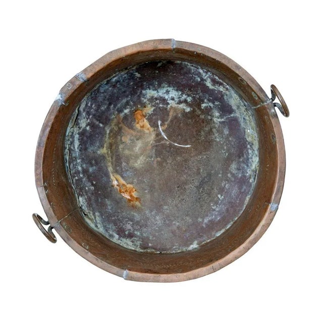 Antique Embossed Cooking Pot in Brass and Copper For Sale - Image 6 of 9