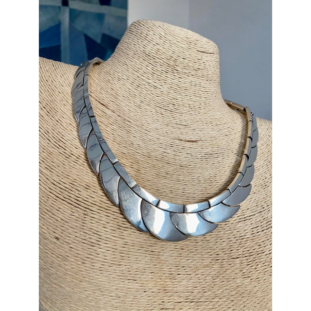 Sterling Silver Taxco Interlocking Shingle Scale Necklace (After Antonio Pineda) For Sale - Image 10 of 18