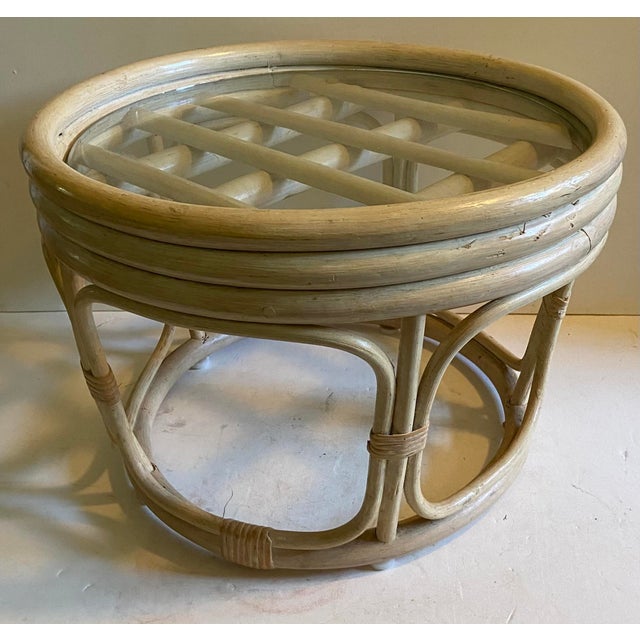 Vintage Small Rattan Glass Top Table Chairish