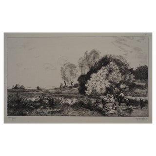 After JB Camille Corot, Riders, Engraving, 1873 For Sale