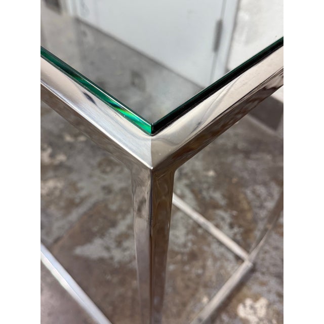 Metal Modern Chrome + Glass Console Table For Sale - Image 7 of 12