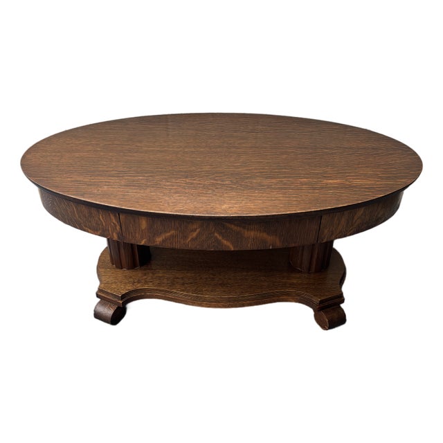 Antique Quarter Sawn American Oak Coffee Table For Sale