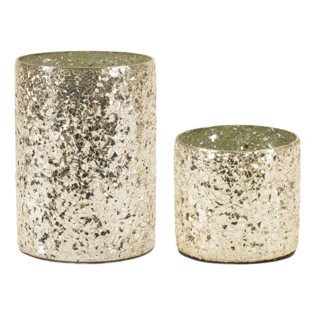 Gold Mosaic Glass Candle Holder (Set of 2) For Sale