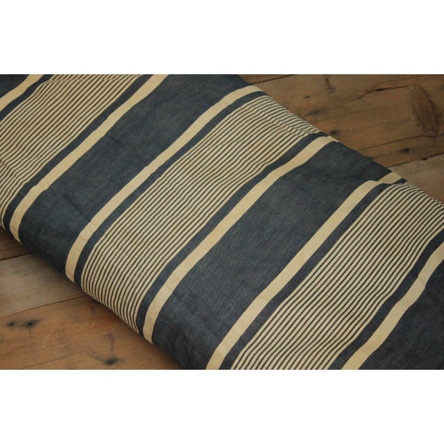 Antique Ticking French Bolster Body Pillow Striped Blue Indigo Feather