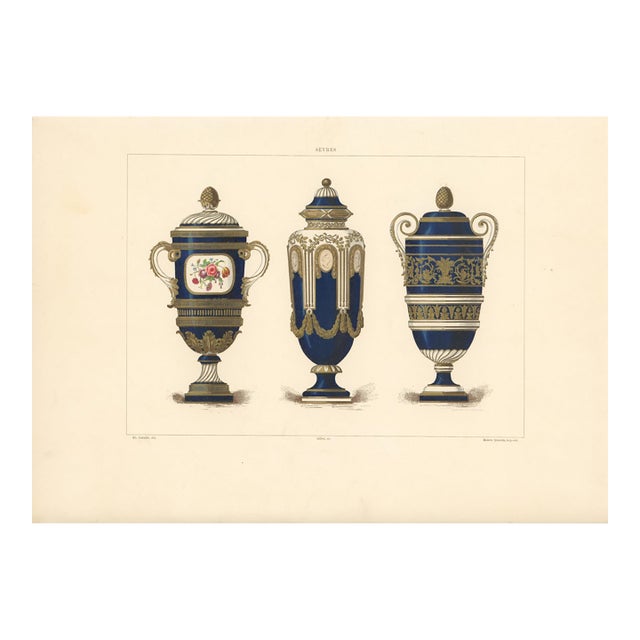 Antique French Sèvres Porcelain Chromolithograph – 1880's For Sale