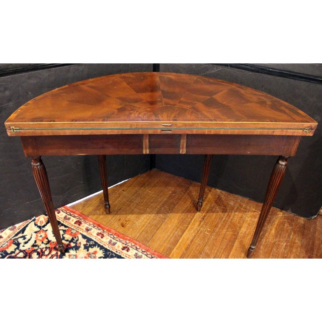 Late 18th Century Circa 1790 George III Demilune Fold-Over Games Table For Sale - Image 5 of 5