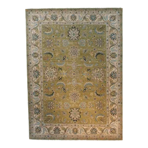 Agra Hand Knotted Wool Rug, Green - 12' x 15'