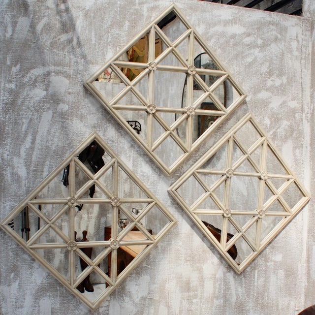 Cream Antique Scottish Astra Glaze Window Mirror For Sale - Image 8 of 14