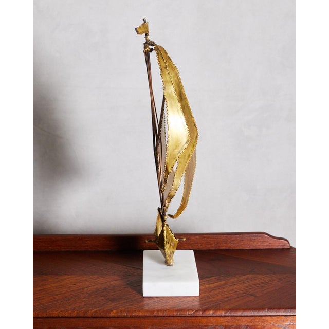 Brass and Marble Sailboat Sculpture For Sale - Image 10 of 10