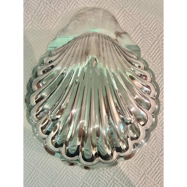 Metal Mid 20th Century Rococo Hollywood Regency 10.5” Silver Plate Shell Dish Attributed to Fb Rogers - With Natural Shells For Sale - Image 7 of 9