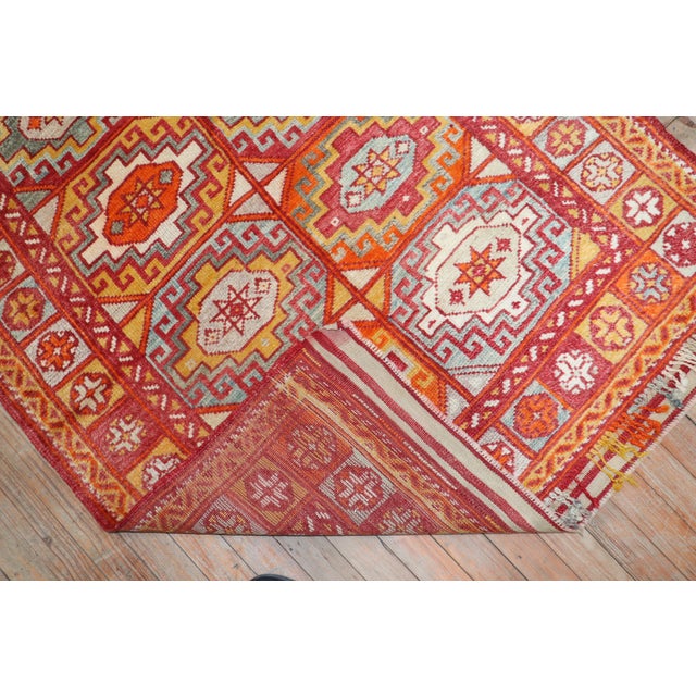 Bright Orange Antique Turkish Bergama Rug - 3'6" x 4'4" For Sale - Image 11 of 18
