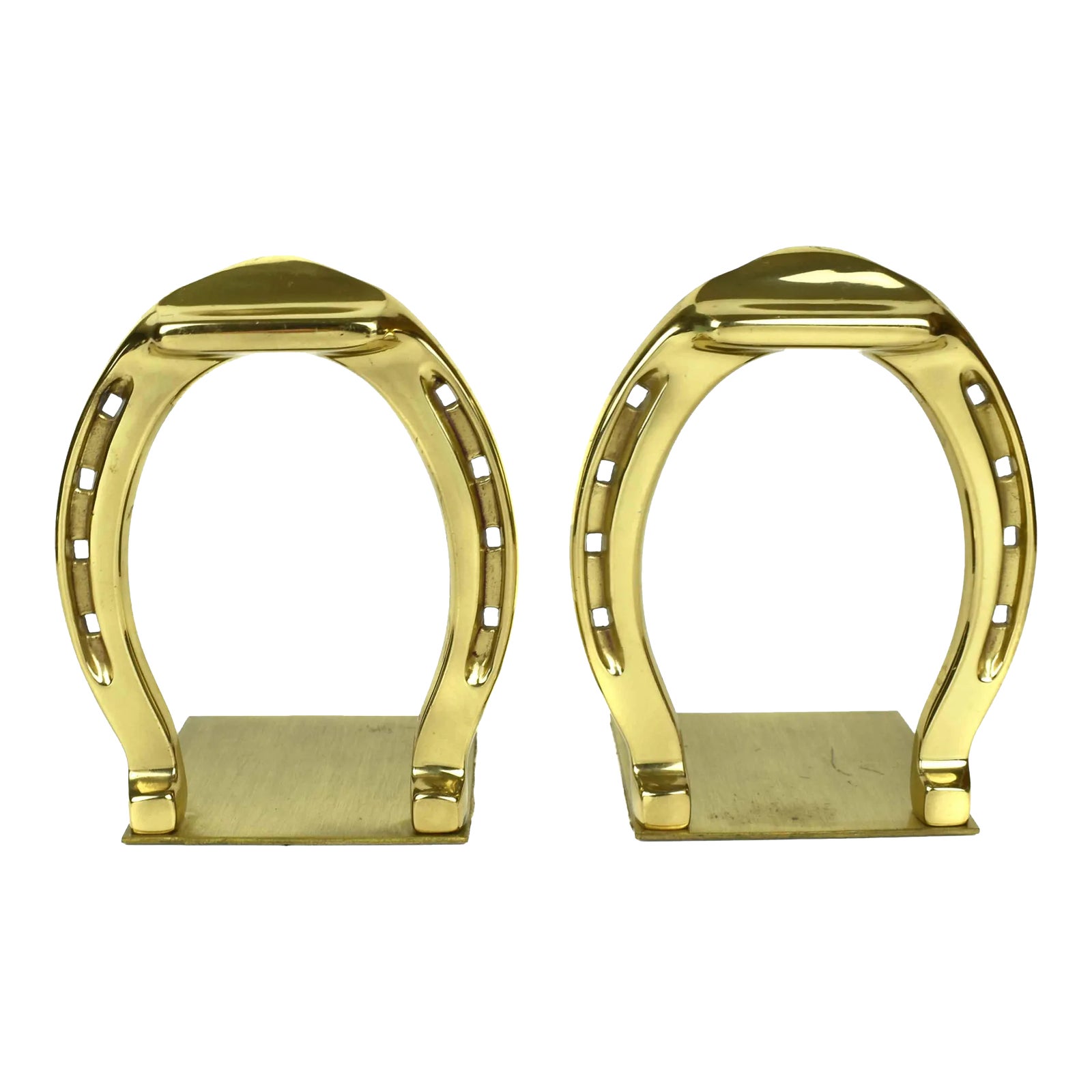 Late 20th Century Solid Gold Brass Horseshoe Bookends Made by Baldwin