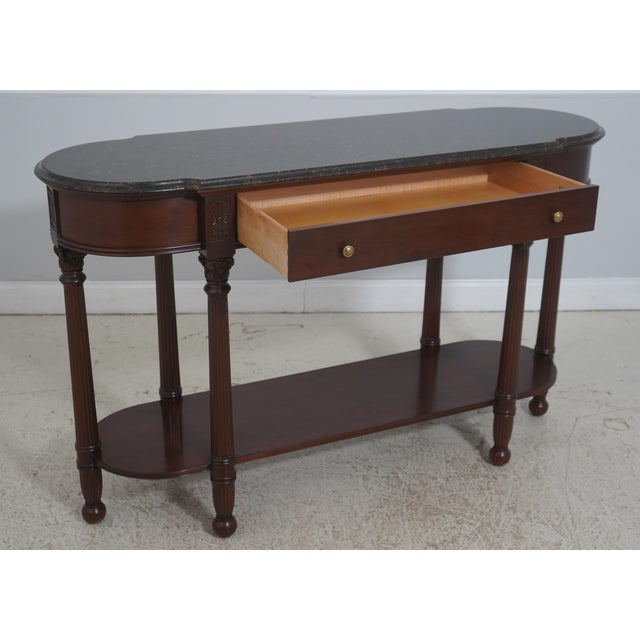 Traditional Harden Marble Top Cherry 1 Drawer Console Serving Table For Sale - Image 3 of 18