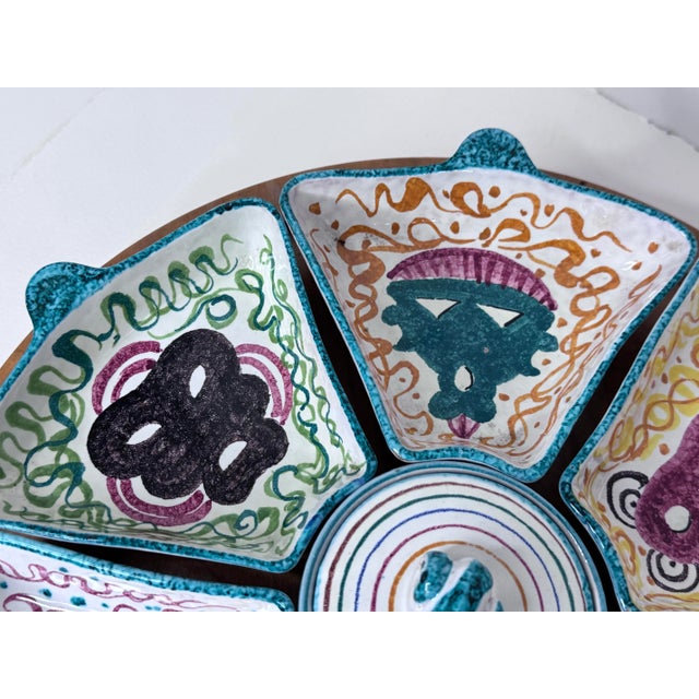 Vintage 1960s Italian Chip and Dip Lazy Susan Serving Dish For Sale - Image 11 of 11