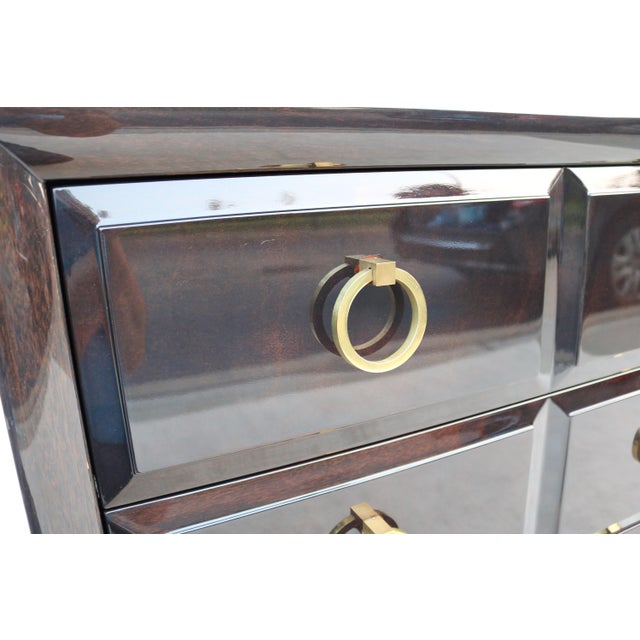 1960s t.h. Robsjohn Gibbings for Widdicomb Three Drawers Mahogany Dresser Chest For Sale - Image 10 of 12