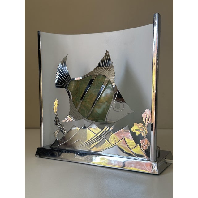 Vintage Fish Lamp in Chrome-Plated Brass, 1950s For Sale - Image 11 of 18