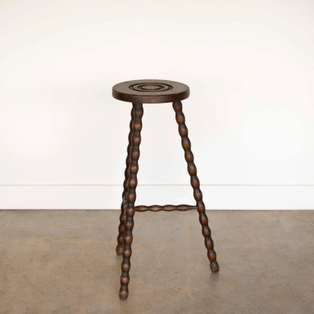1950s Tall French Wood Tripod Stool For Sale - Image 4 of 8