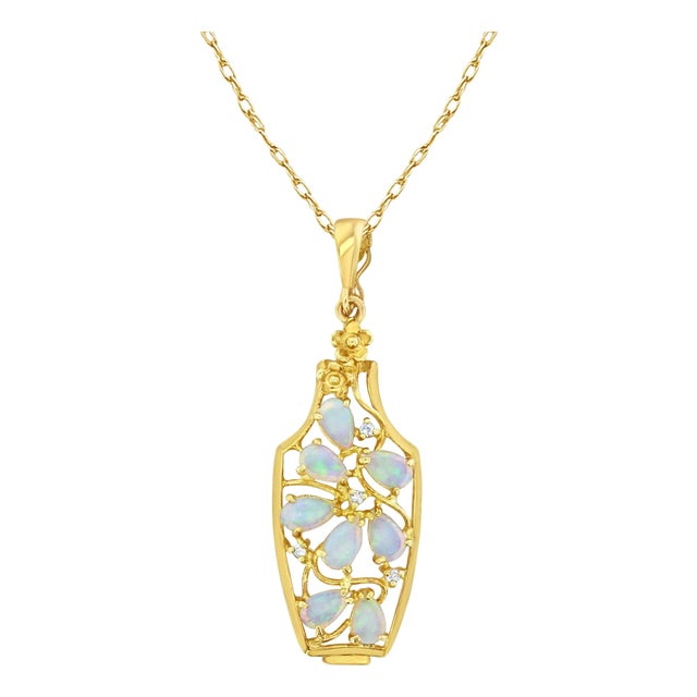Vase Full of Pear Shaped Opals Necklace 16" For Sale