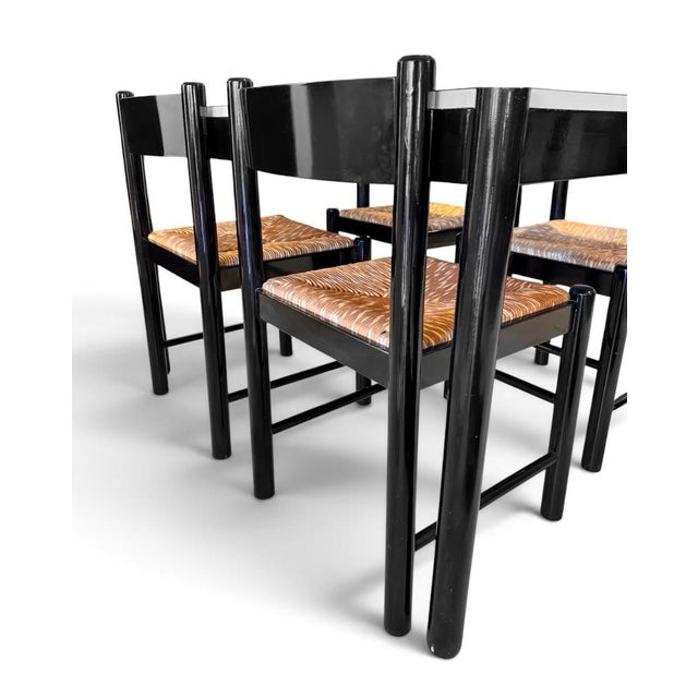 Carimate Dining Suite, in Rush and Black Ebony by Vico Magistretti for Habitat, 1964, Set of 5 For Sale - Image 12 of 15