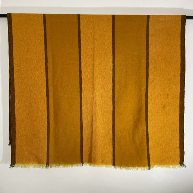 Amber Vintage Danish Modern MCM Striped Pure Wool Blanket For Sale - Image 8 of 12