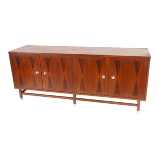 1960s Distinctive Furniture Walnut and Rosewood Credenza by Stanley Furniture For Sale