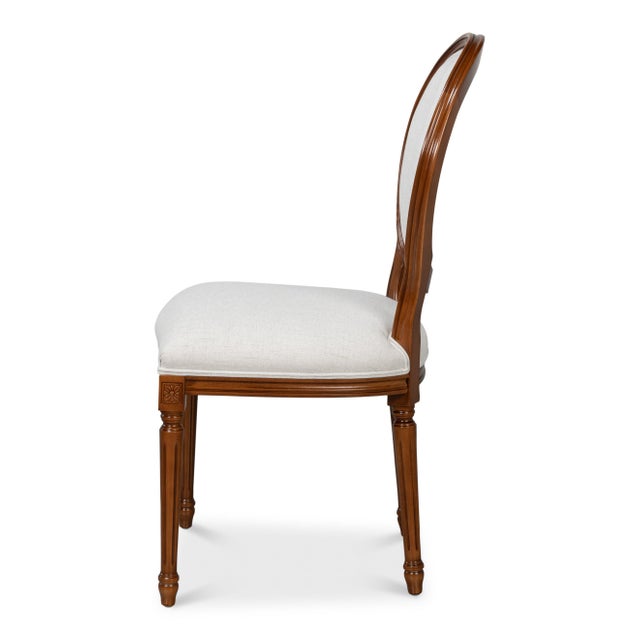 Art Deco Louis XVI Dining Chairs with Oval Backs in Walnut, Sets of 2 For Sale - Image 3 of 12