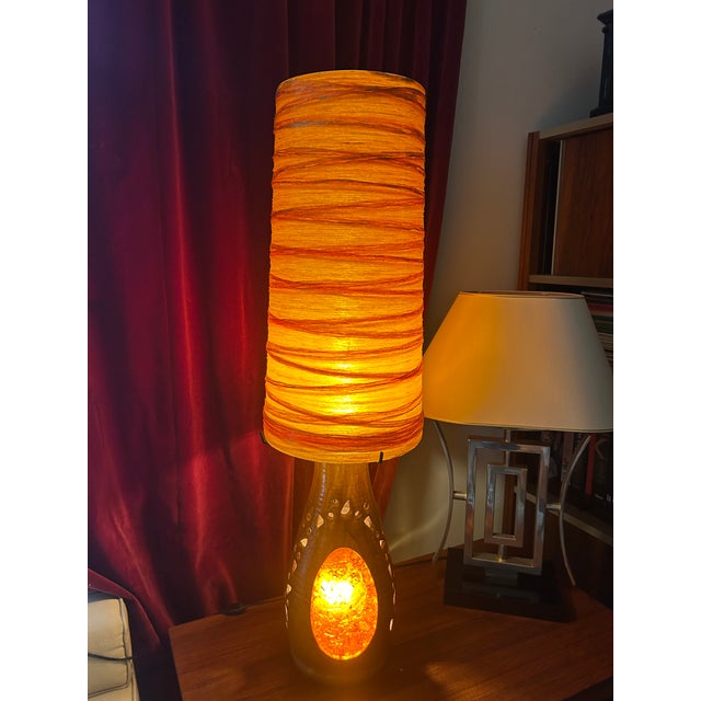 Brown Resin Shade Terracotta Double-Lighting Lamp by Accolay, 1960 For Sale - Image 8 of 11