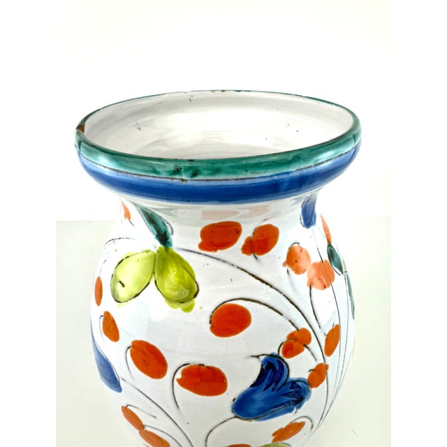 Ceramic Vintage Italian Hand Painted Ceramic Vase For Sale - Image 7 of 9