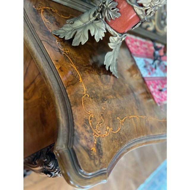 Antique Late 19th Century French Rococo Revival Burl Walnut Buffet For Sale - Image 4 of 12