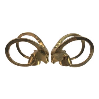 1970s Vintage Ibex Brass Bookends- A Pair For Sale