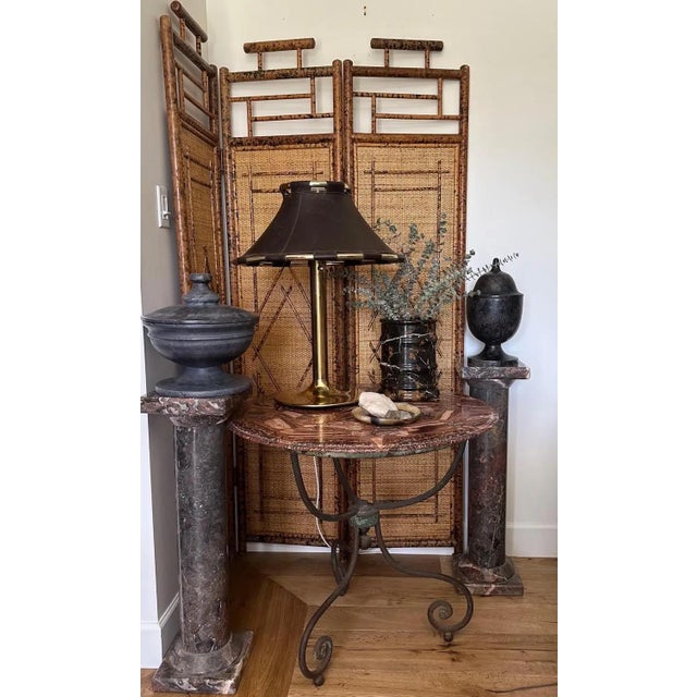 Three-Panel Bamboo and Rattan Room Divider