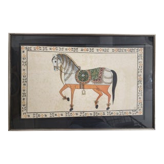 Antique Moghul's Horse Painting on Silk For Sale