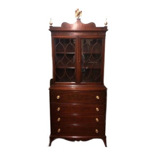 Federal Style Secretary Desk, Antique Secretary Desk With Eagle Topper For Sale
