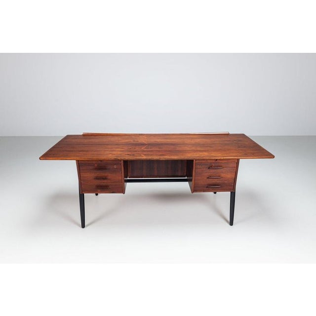 Scandinavian Executive Desk in Rosewood with Bar, Denmark, 1960 For Sale - Image 6 of 18