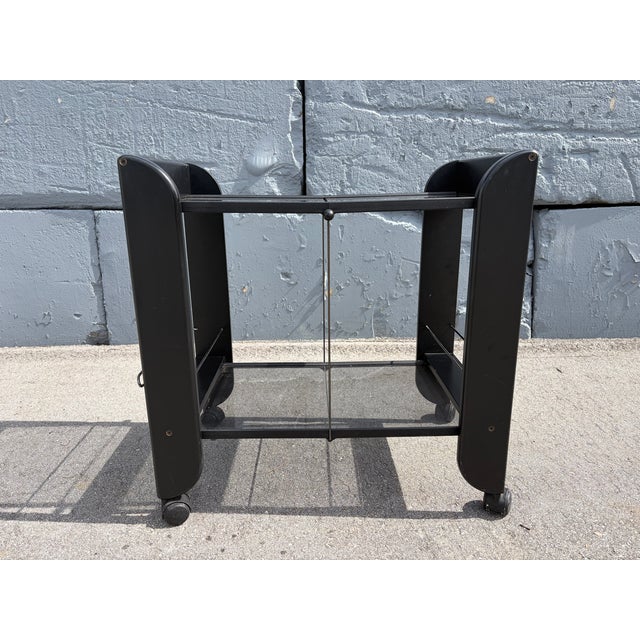 1980s Black Serving or Bar Cart From Mascagni, Made in Italy, Foldable For Sale - Image 10 of 15