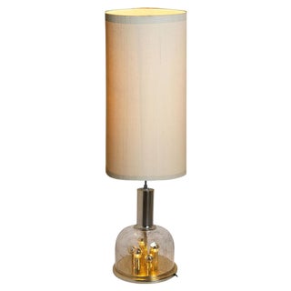 Table Lamp in Hand Blown Bubble Glass and Brass by Doria Leuchten, 1970 For Sale