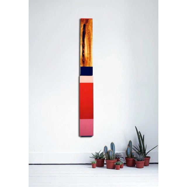 David e. Peterson puzzle #83, 2013 acrylic, exotic wood, mdf, uv resin 2 piece set of 60h x 8w x 2d in (30h x 7w x 2d in....