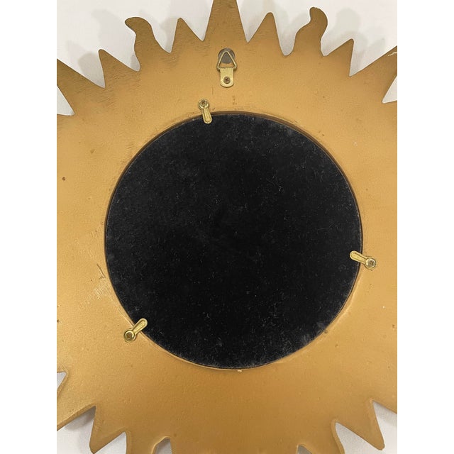 Vintage Mid Century Modern Gilded 12.5" Sunburst Wall Accent Mirror For Sale - Image 12 of 17