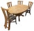 Dining Table & Chairs in Rattan and Oak Veneer, 1980s, Set of 5 For Sale