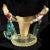 Rare and beautiful vintage Murano hand blown Sommerso cranberry pink and green Italian art glass farmer figures holding a...