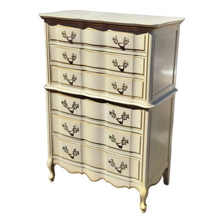 1970 French Provincial Tall 6-Drawer Dresser Attributed to Hibriten For Sale