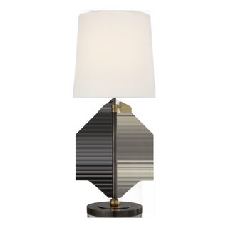 Thomas O'Brien by Visual Comfort Signature Bryant Large Table Lamp in Bronze and Hand-Rubbed Antique Brass with Linen Shade For Sale