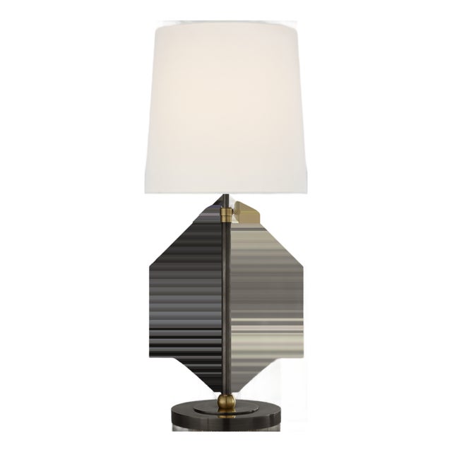 Thomas O'Brien by Visual Comfort Signature Bryant Large Table Lamp in Bronze and Hand-Rubbed Antique Brass with Linen Shade For Sale