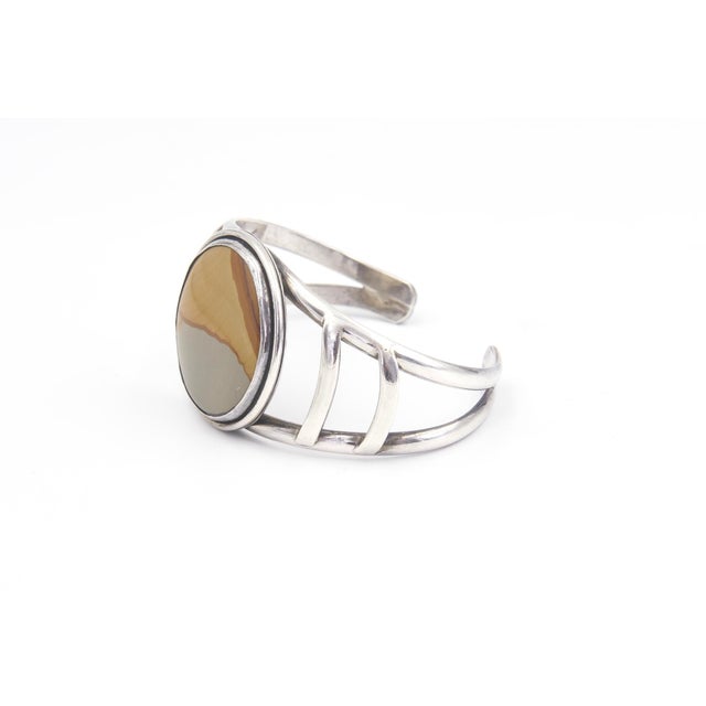 Late 20th Century Late 20th Century Southwestern Jasper Sterling Silver Cuff Bracelet For Sale - Image 5 of 10
