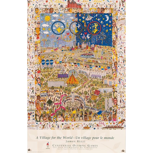 A Village for the World Centennial Olympic Games Poster by James Rizzi, Atlanta, 1996 For Sale - Image 8 of 8