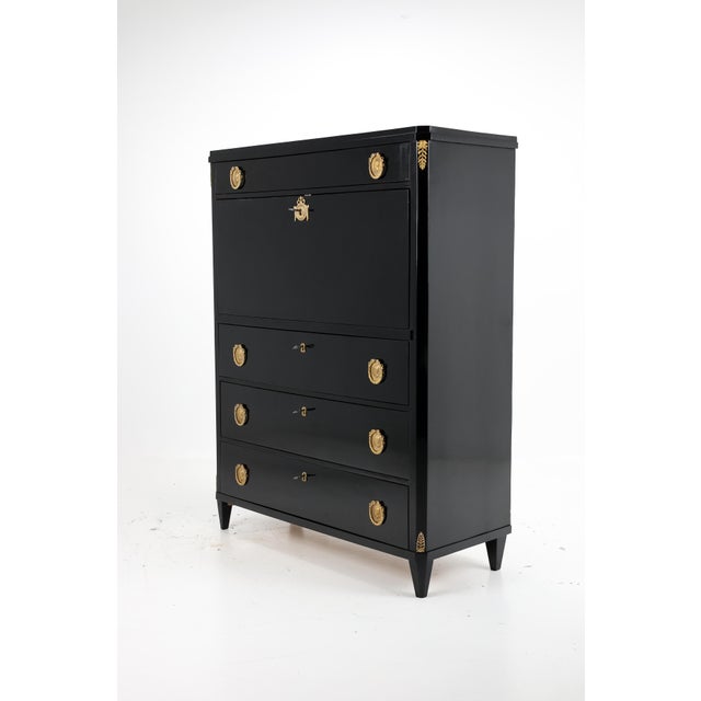 Antique Swedish Ebonized Secretaire, 1850 For Sale - Image 14 of 18