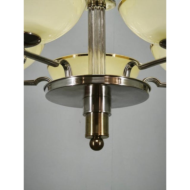Art Deco Nickel Chandelier with Champagne Glass Shades, 1930s For Sale - Image 9 of 15
