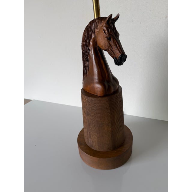 Vintage Equestrian Carved Wooden Horse Table Lamp For Sale - Image 10 of 12
