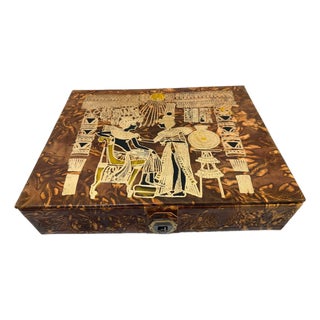 Handmade Genuine Leather Jewelry Box – Gold Embossed Pharaoh Design, Luxury Box For Sale
